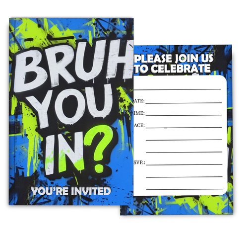 Fablus Brother You in Birthday Invitations for Boys, Bro Invitaions for Boy's Party Invites, 4x6 Inches, 30 Sets with Envelopes