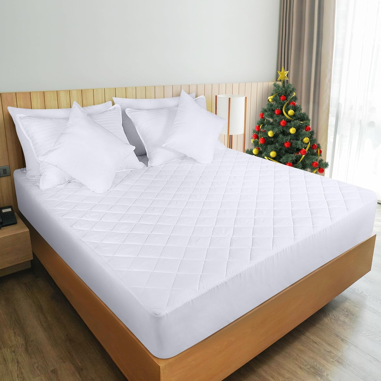 Utopia Bedding Twin XL Quilted Fitted Mattress Pad - Deep Pocket Protector, Machine Washable (White)
