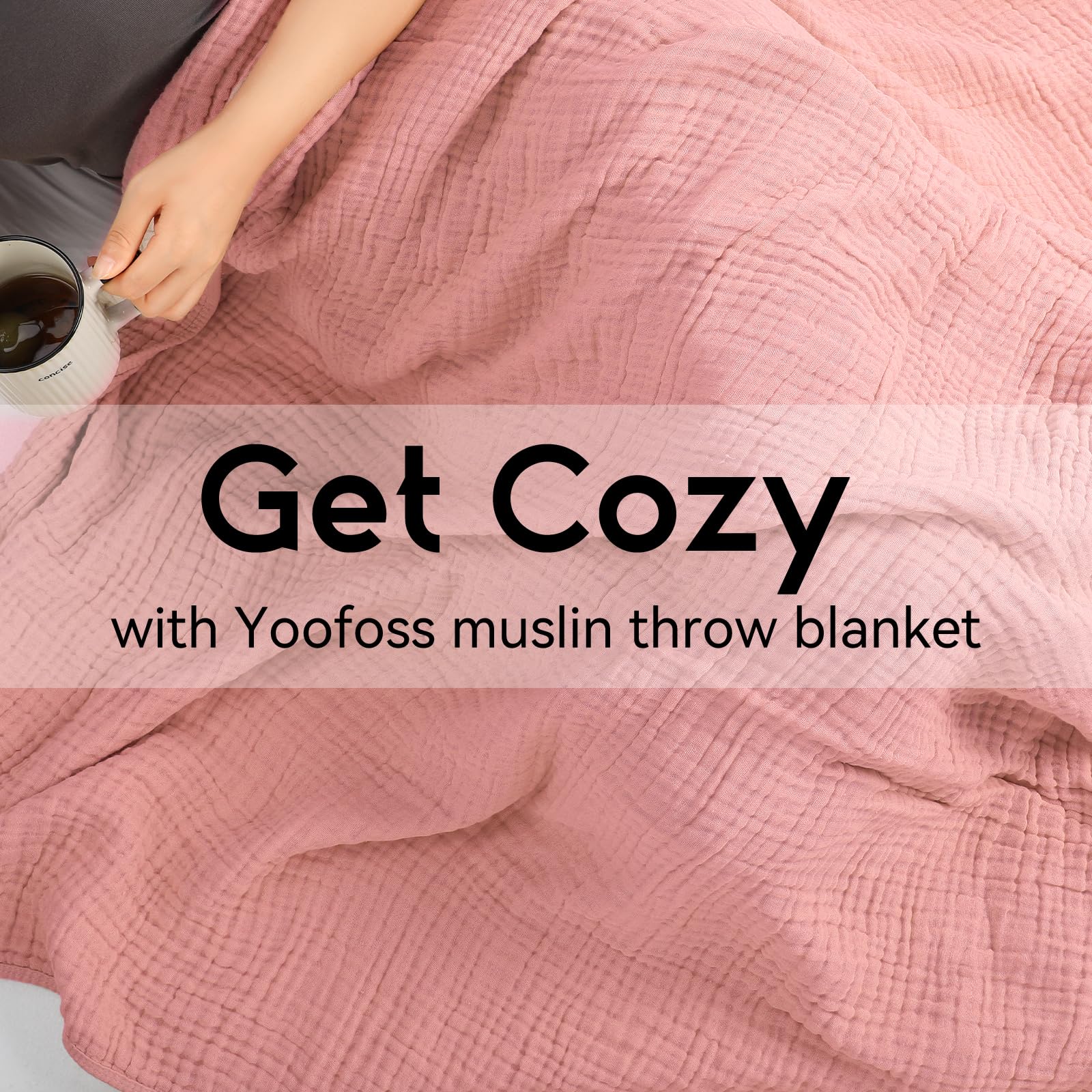 Yoofoss Muslin Blanket 100% Organic Cotton Large Twin Size 60" x 80" for Bed Couch Summer Gauze Blanket for Adults Lightweight and Breathable Bean Paste