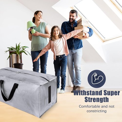 HOMESURE Large Water-Resistant Storage Bags - Heavy Duty with Zippers & Handles | 4 Pack, Silver