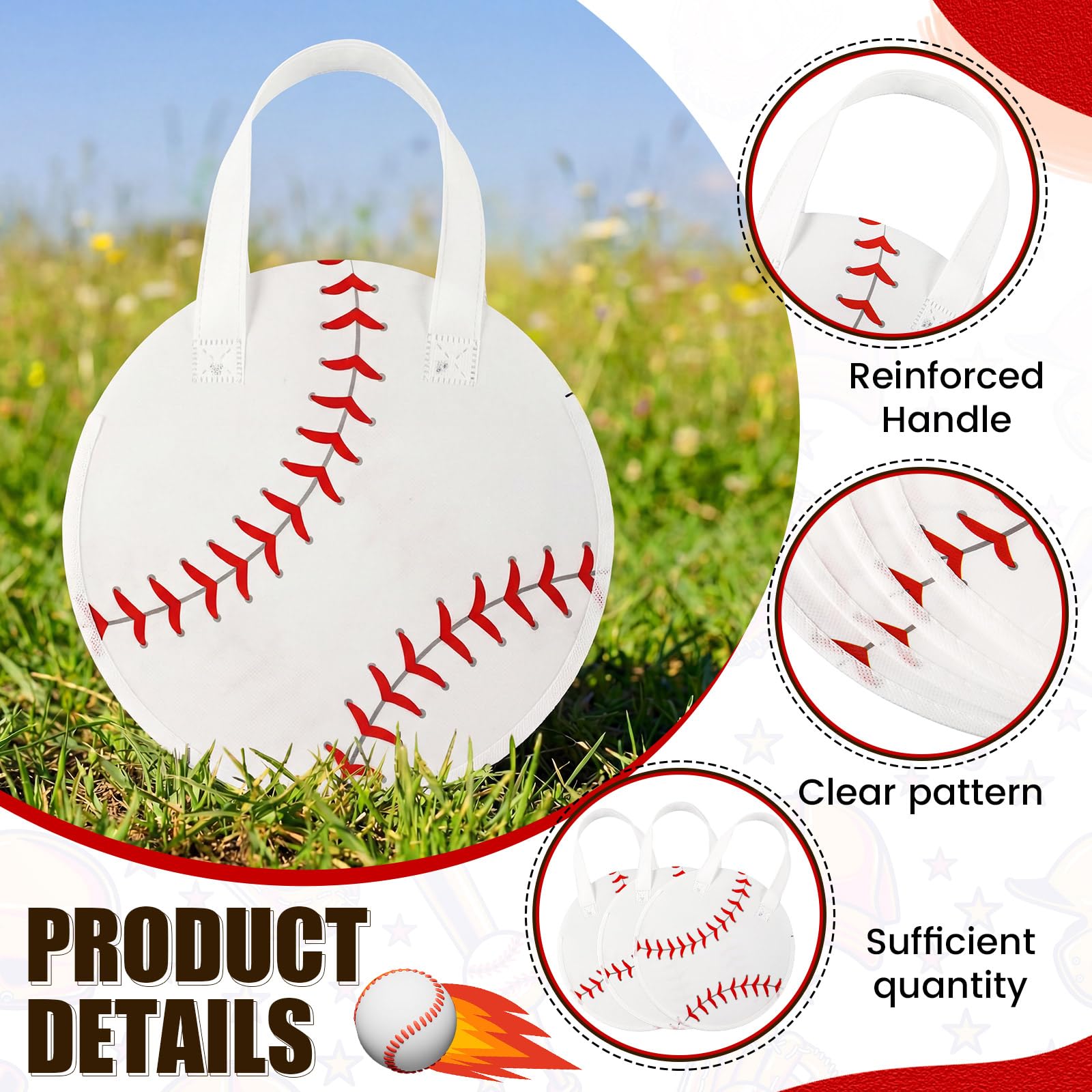 Yeyeplum 12 Pcs Basketball Party Favor Bags 10 × 10 Inch Basketball Gift Bags with Handle Round Non Woven Gift Pouches for Goodie Candy Snacks Sports Themed Birthday Party Supplies