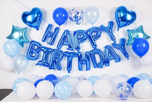 Blue Birthday Decorations - Happy Birthday Balloons & Polka Dot Confetti for Boys | Perfect for Baby Showers