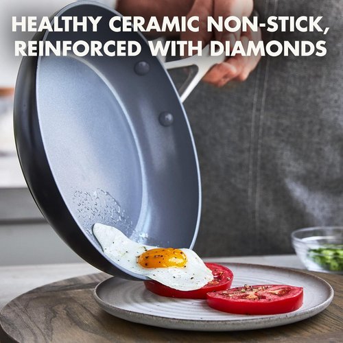 GreenPan Valencia Pro 8" Frying Pan - Healthy Ceramic Nonstick, PFAS-Free, Induction & Dishwasher Safe, Gray