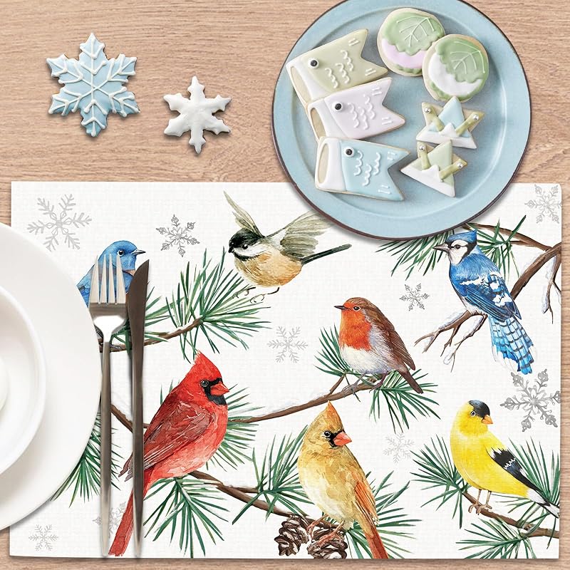 Winter Birds PVC Placemats Set of 4 - Variation of THIS listing