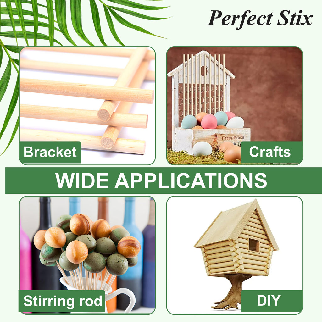 Perfect Stix- 16" x 1/4" Strong and Sturdy Bamboo/Craft/and DIY Project Dowels - Pack of 50ct