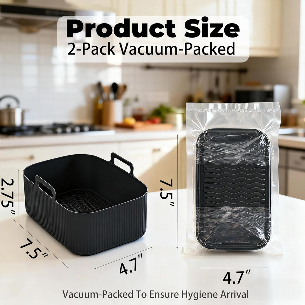 Ninja Silicone Air Fryer Liners - Reusable 8QT Dual Basket | Easy-Clean Dishwasher-Safe 2-Pack