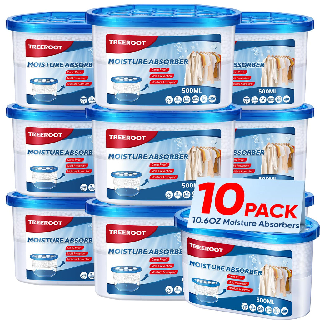 10 Pack Moisture Absorbers, 10.6 OZ Humidity Absorber Bucket, Moisture Absorbers for Closet, Dehumidifier Bucket for Wardrobes、 Kitchens and Bathrooms, Fragrance Free Humidity Absorber