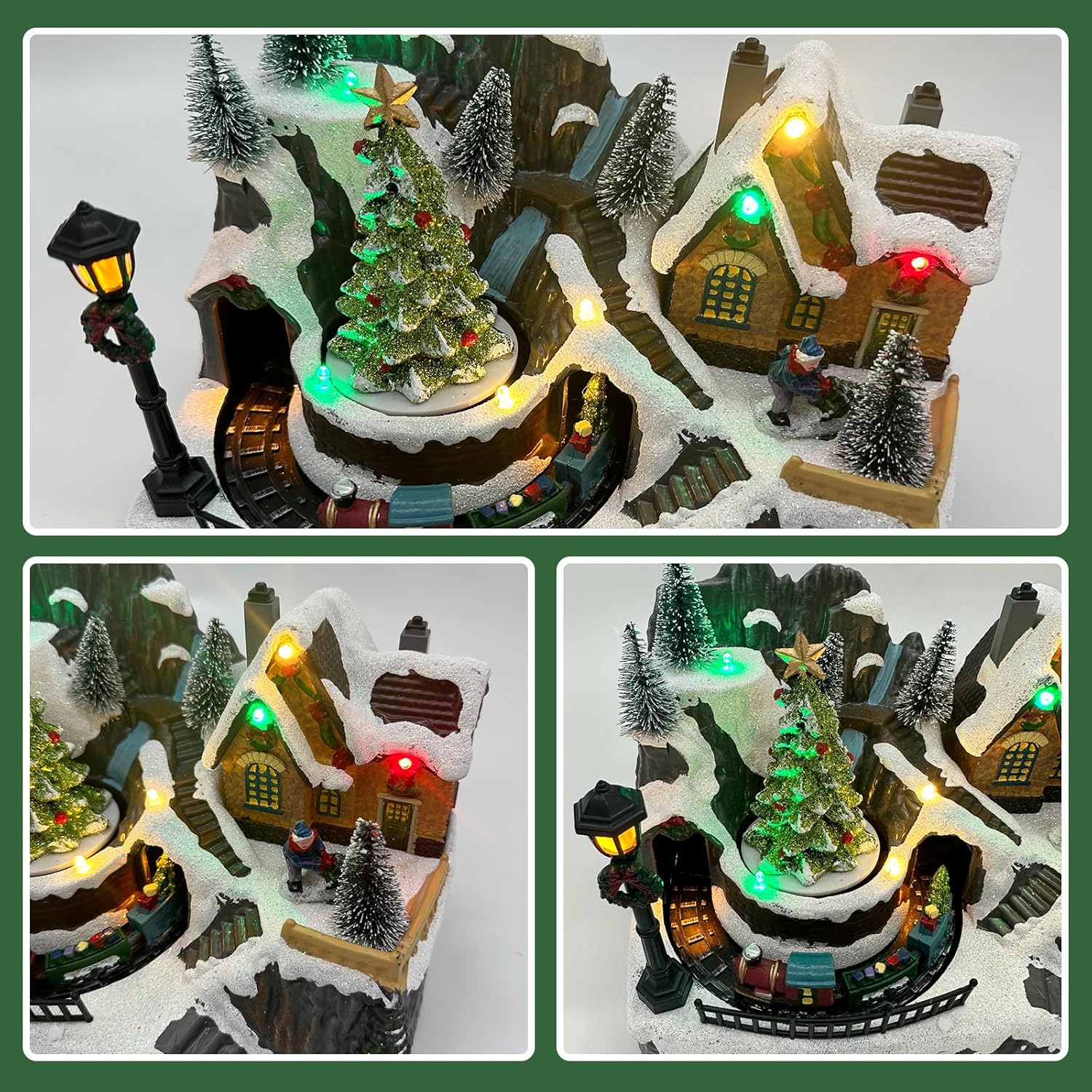 Tarocynn Christmas Village House Figurine - Musical Light-Up Display with Moving Tree & Train
