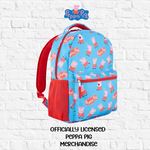 Peppa Pig Backpack for Girls - Peppa, George, Mummy and Daddy - 16" Backpack For School - Front Pocket and Laptop Sleeve Backpack for Girls and Toddlers - Preschool and Elementary School Bag