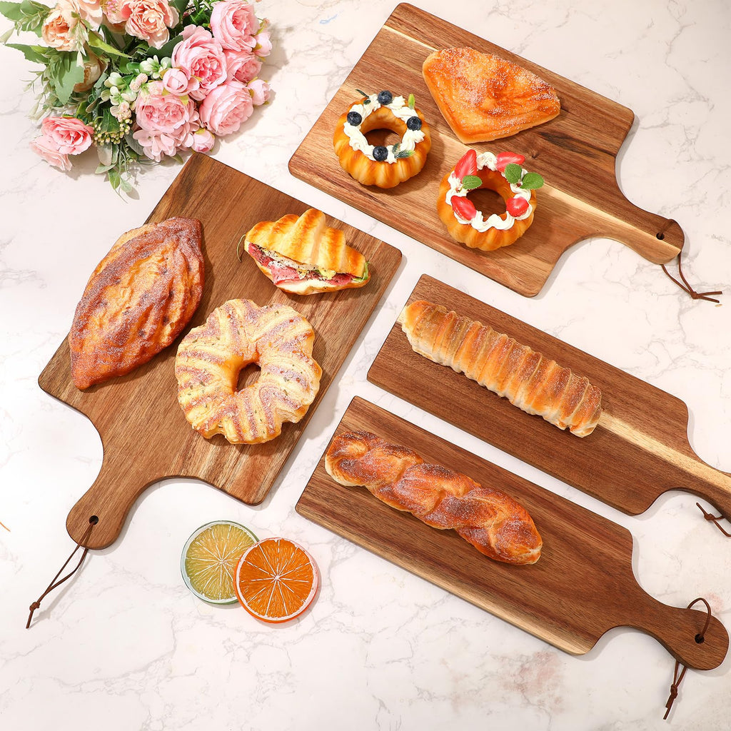 Tanlade 12 Pcs Wood Cutting Board Set Cutting Board with Handle Chopping Serving Board Butcher Cutting Block for Valentines Mother's Day Wedding Housewarming Gift, 16'' x 10'', 16'' x 5'' (Acacia)