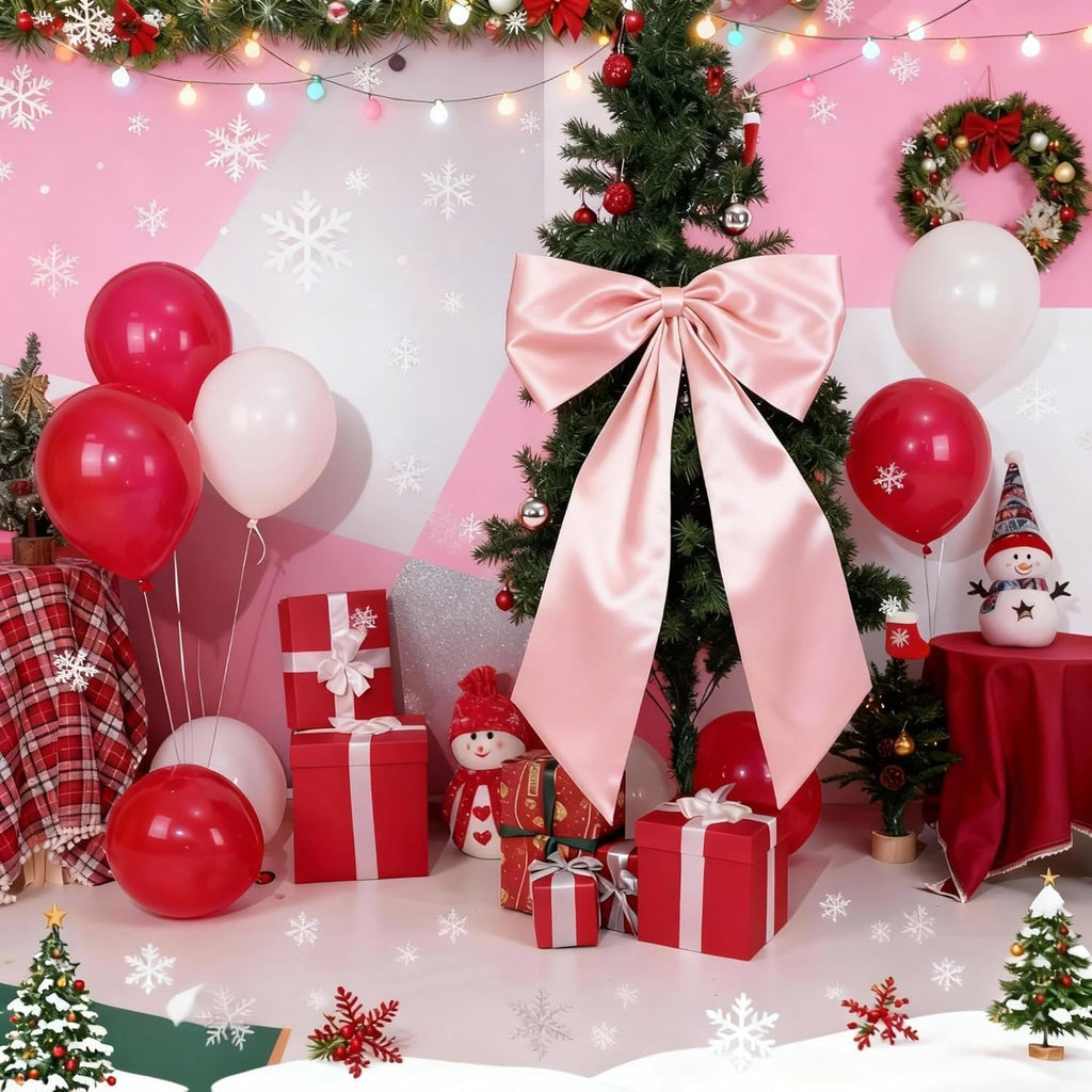 Skiennix Pink Bow Decor - 2 Pack of Large & Small Coquette Wall Backdrop for Valentine's Day & Events