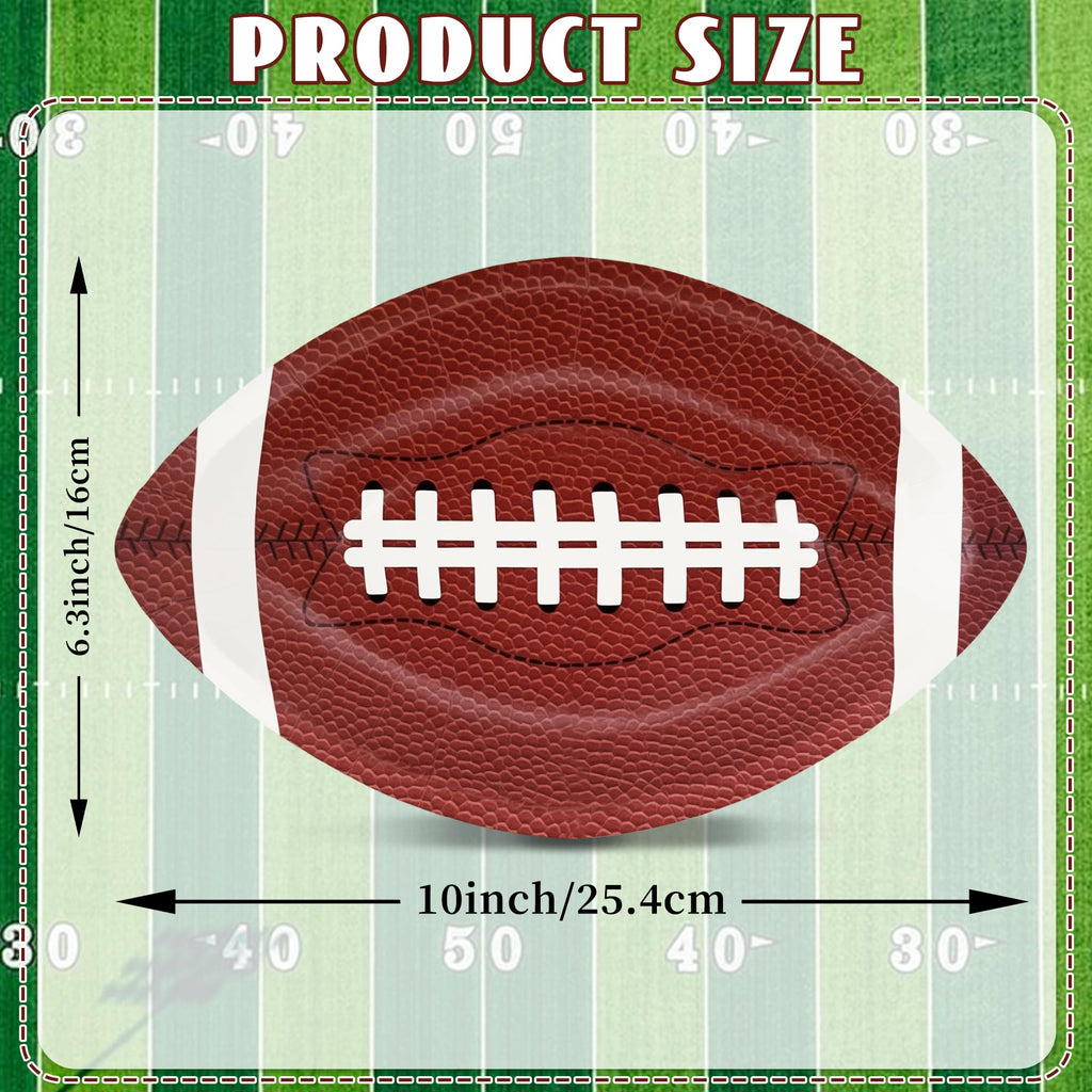 FIPOLLI 50 PCS Football Plates, 10 x 6.3 inch Football Shaped Disposable Paper Plates, Touchdown Party Plate for Tailgate Footballs Birthday Game day Party Decorations Table Decor