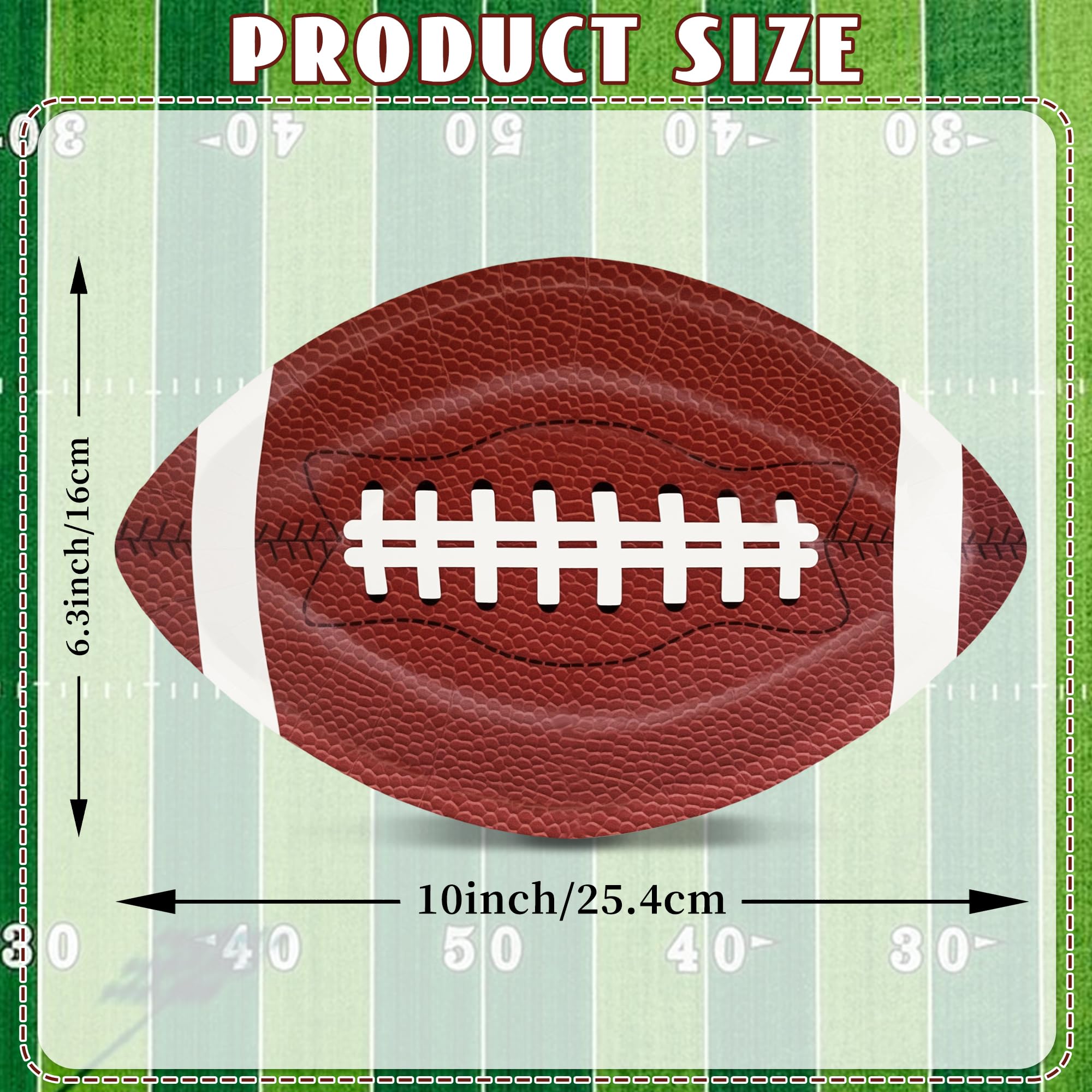 FIPOLLI 50 PCS Football Plates, 10 x 6.3 inch Football Shaped Disposable Paper Plates, Touchdown Party Plate for Tailgate Footballs Birthday Game day Party Decorations Table Decor