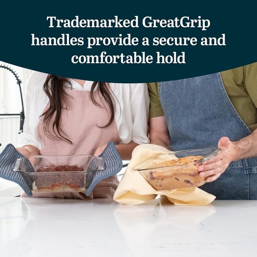 Libbey Baker’s Premium Glass Baking Dish Set - 2 Piece Stackable Bakeware for Bread & Meatloaf