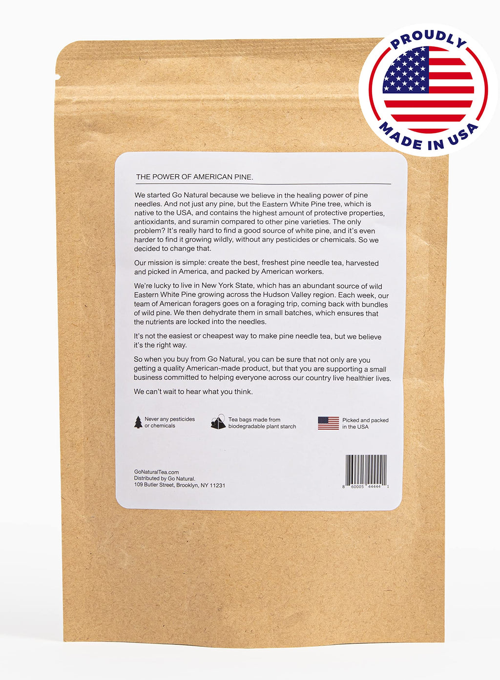 Pine needle tea, wild-foraged in the USA, picked from northern white pines | Protects against infection, strengthens immunity, high in antioxidants, natural suramin (60 Count (Pack of 1))