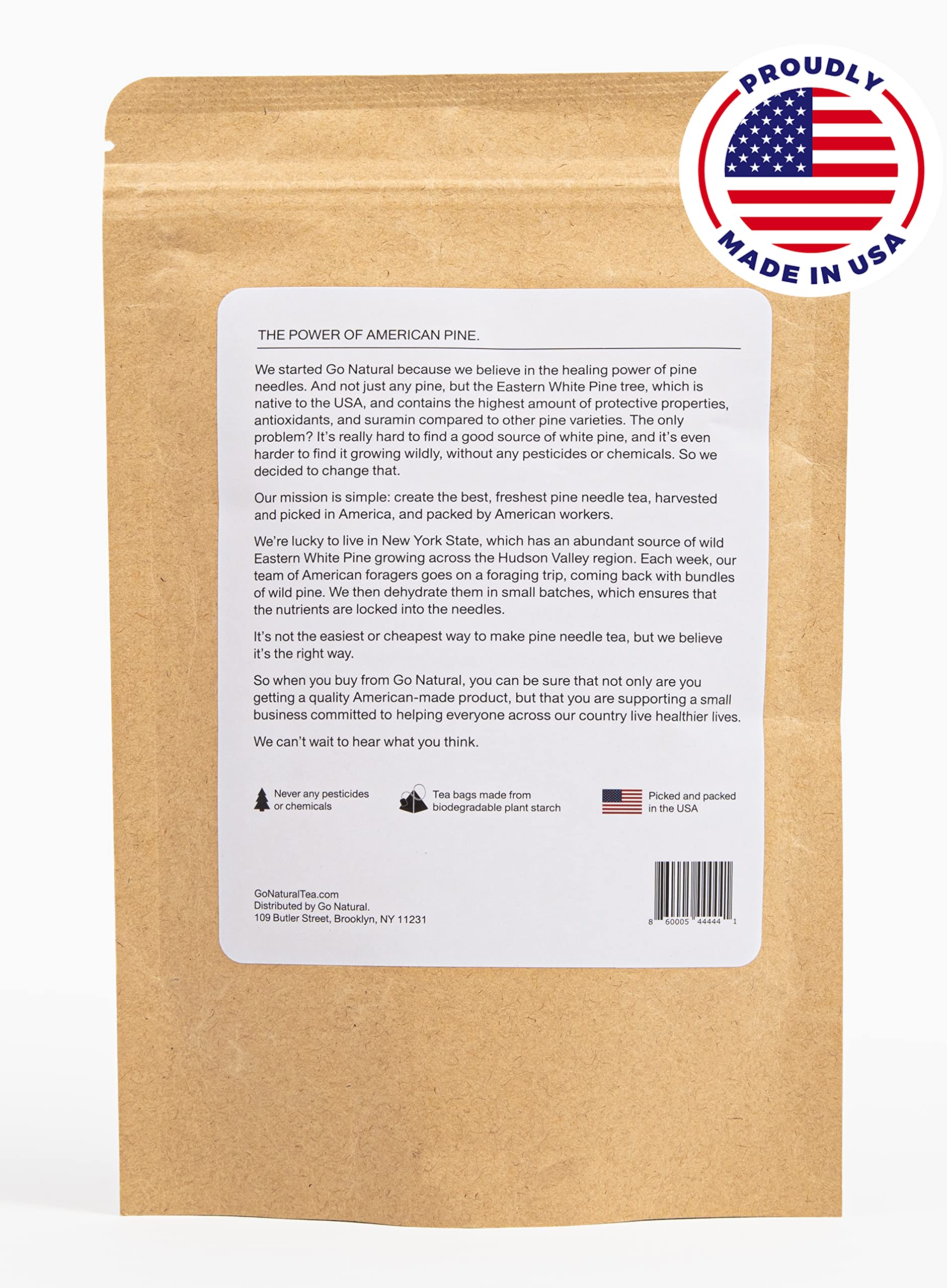 Pine needle tea, wild-foraged in the USA, picked from northern white pines | Protects against infection, strengthens immunity, high in antioxidants, natural suramin (60 Count (Pack of 1))