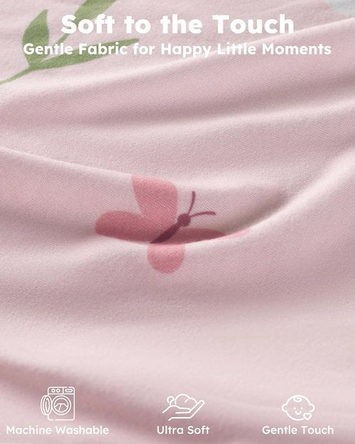 Baby Crib Sheets | Soft Breathable Microfiber Fitted Sheets for Standard Crib - 2-Pack Pink Tulips, 52" x 28"