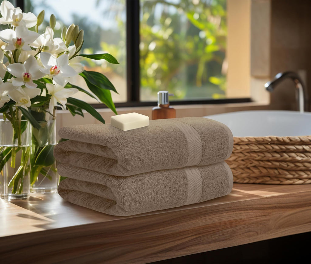 Avalon Towels Luxury 8-Piece Beige Towel Set | 100% Ring Spun Cotton, Highly Absorbent, 600 GSM