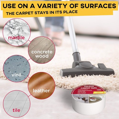 Carpet Tape Double Sided by [Brand Name] - Heavy Duty Rug Grippers for Hardwood Floors | 2 Inch x 15 Yards, Residue Free Adhesive