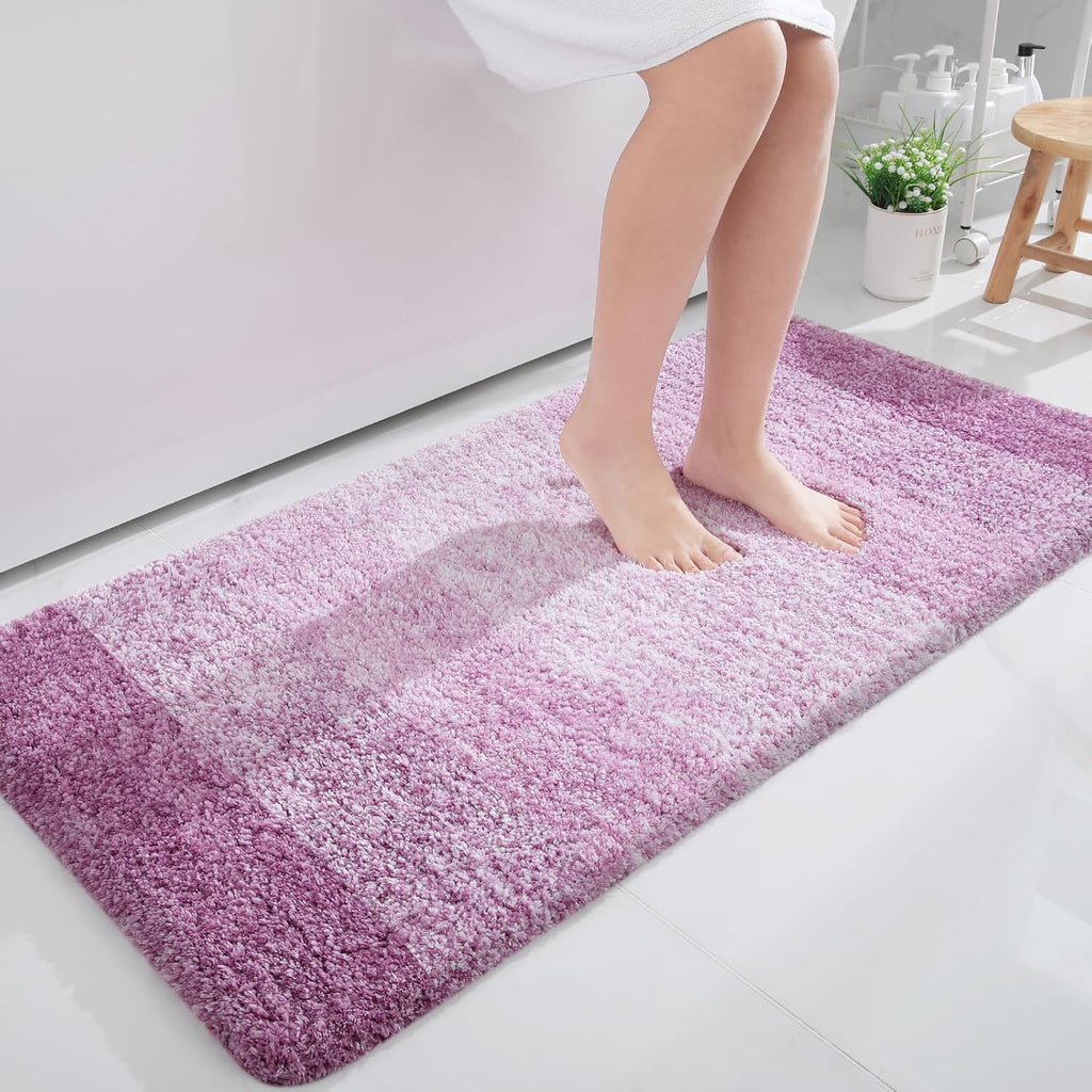 OLANLY Bathroom Runner Rugs - Extra Soft Microfiber Bath Mats | Quick Dry, Washable, 47x24, Pinkish-Purple
