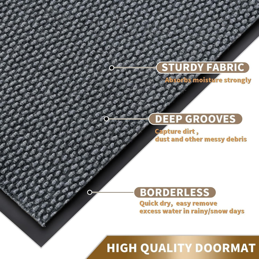 Yimobra All-Season Waterproof Front Door Mat - Non-Slip, Easy Clean, Low Profile | 29.5x17, Grey