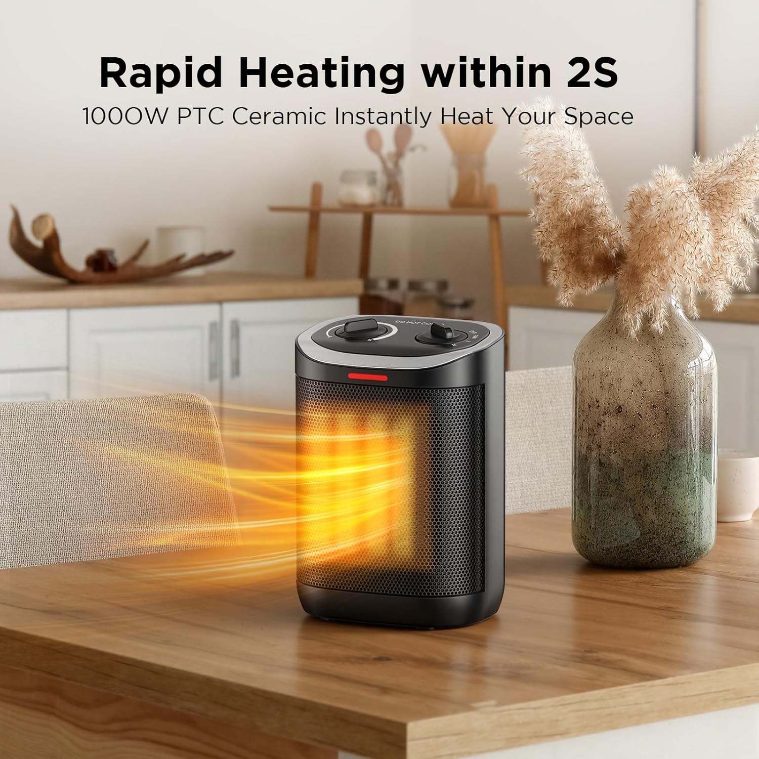 Skiennix 1500W Portable Ceramic Space Heater - Safe, Compact Design with Thermostat for Home & Office
