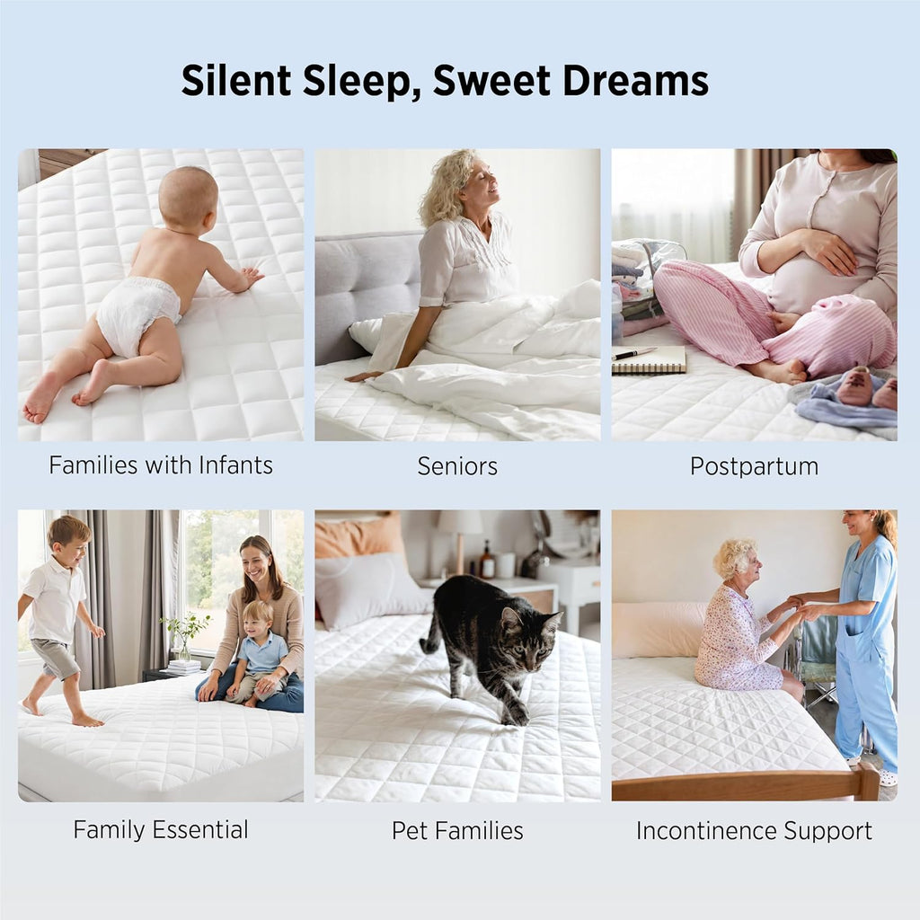 Bedsure Queen Mattress Protector - Quilted Waterproof & Soft Breathable Bed Cover | Deep Pocket Up to 22 Inches - White