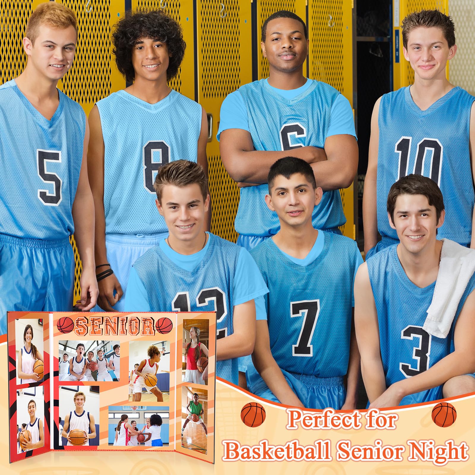 Dunzoom Basketball Senior Night Gifts Basketball Picture Frame for 4x6 Photographs 8 Photo 2026 Senior Night Picture Frame Graduation Gifts for Sport Theme Party Favors Supplies