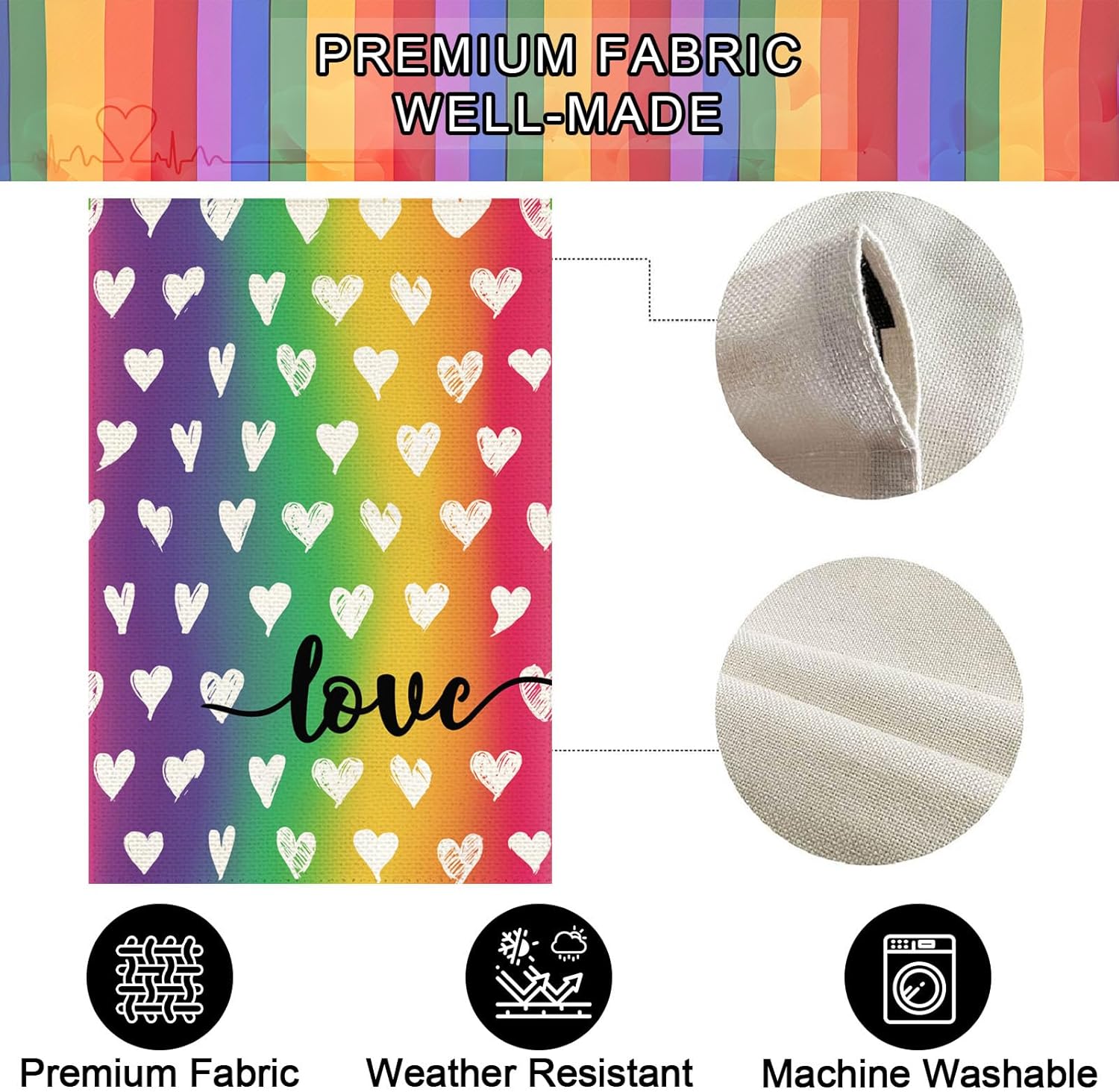 Baccessor LGBTQ Garden Flag - Double-Sided Rainbow Design for Pride Month | 12.5 x 18 Inch