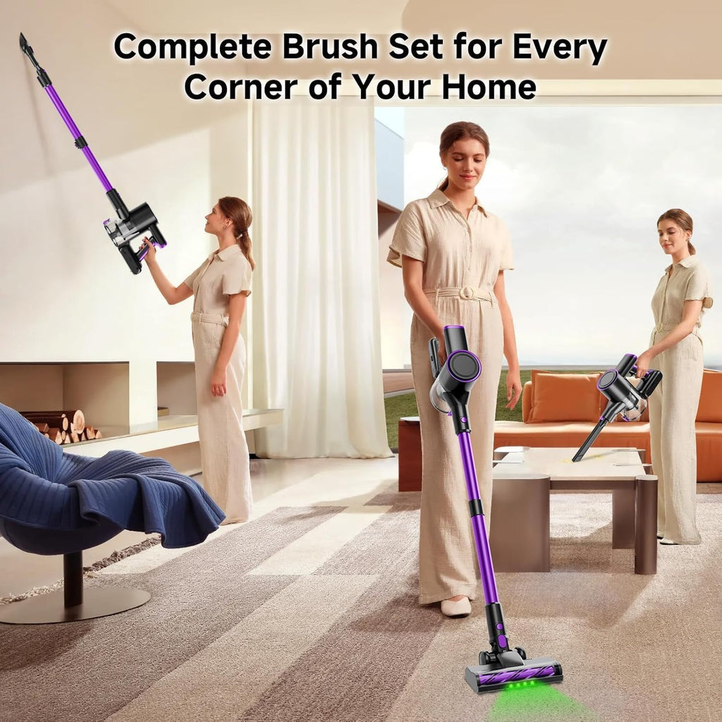 Skiennix Cordless Vacuum Cleaner - 40Kpa Powerful Suction | Lightweight 8-in-1 Design for Hard Floors (Black)