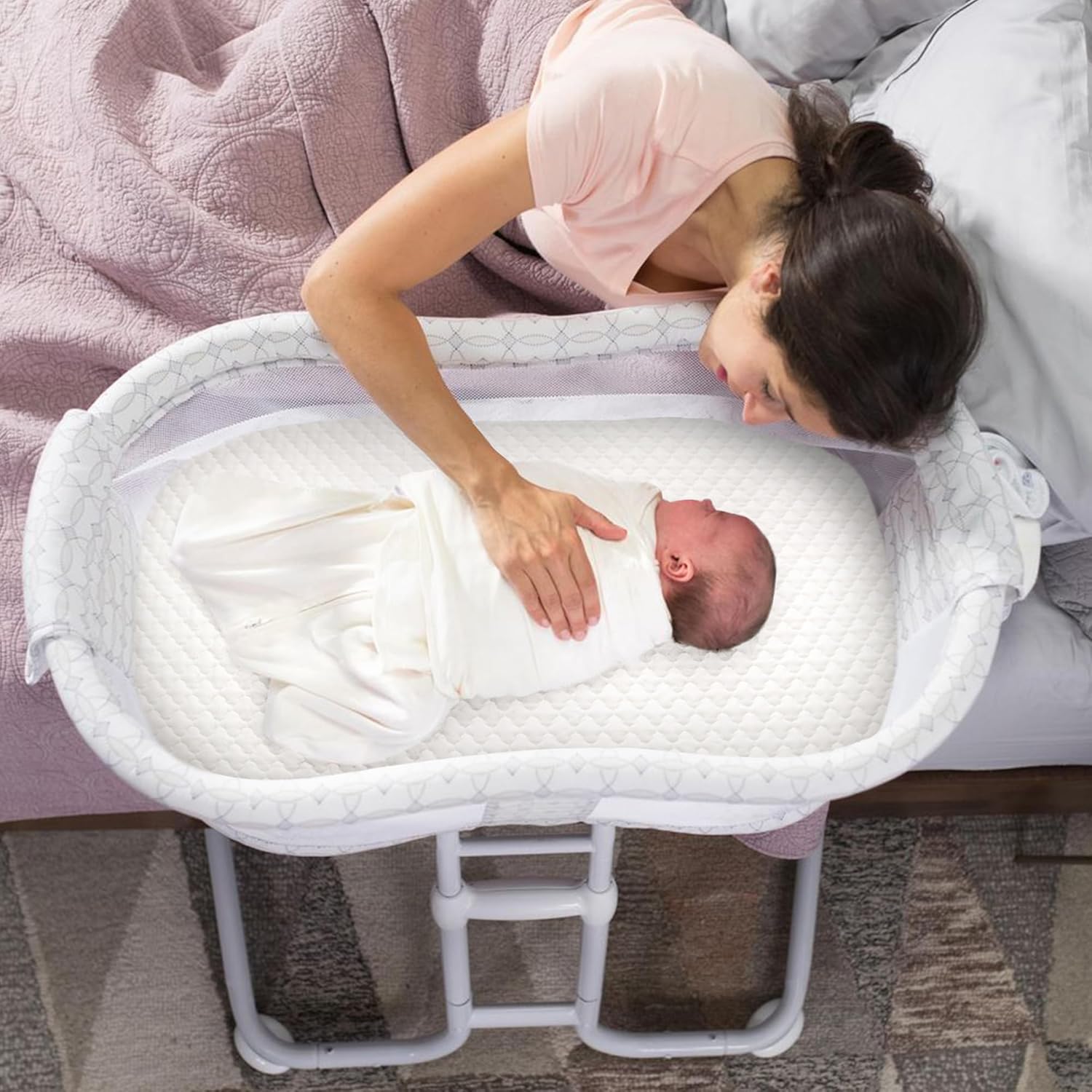 Pro Goleem Baby Bassinet Mattress Pad - Waterproof Soft Gel Memory Foam, 30"x18" Dual-Sided Design