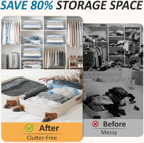 Cozy Essential Vacuum Storage Bags - 80% Compression Space Saver for Clothes & Bedding | 20-Pack Combo