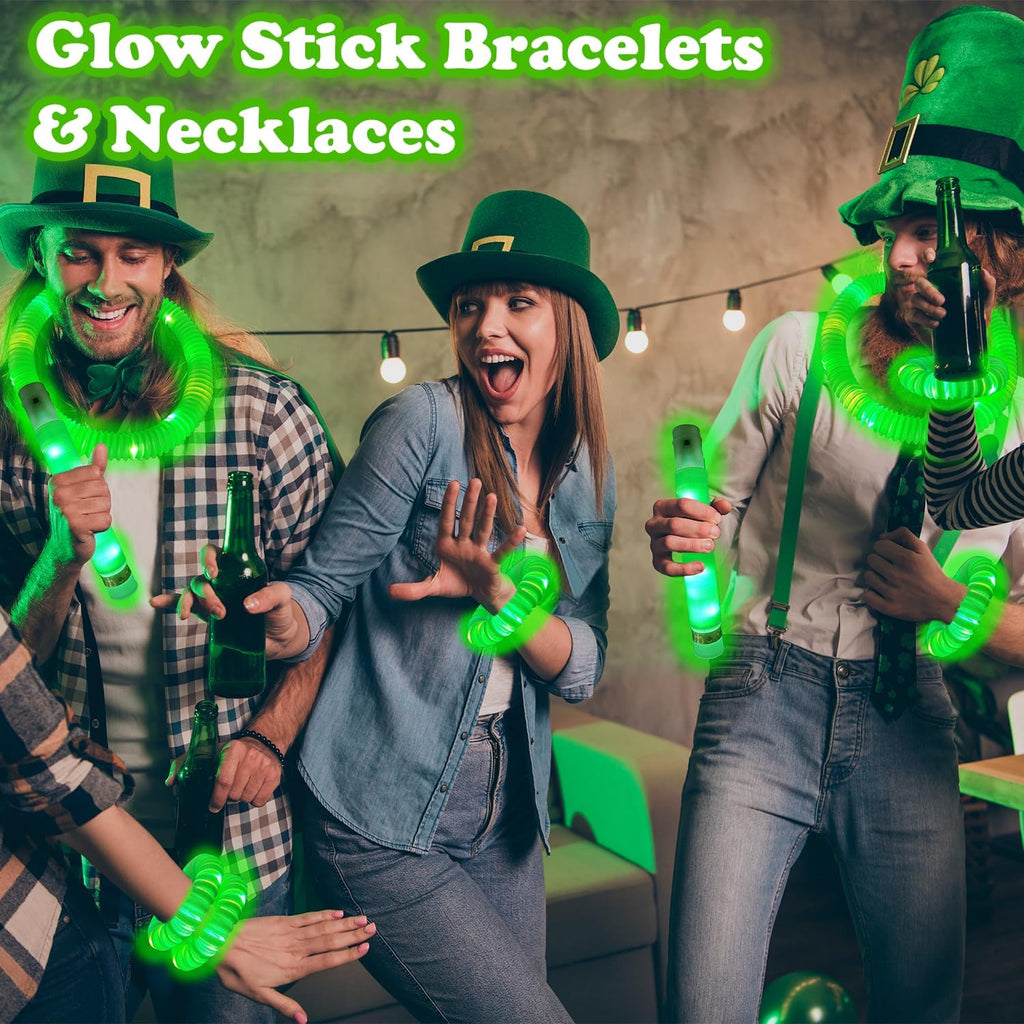Skiennix Green Glow Sticks - 12-24 PCS Party Favors for Kids | Necklaces & Bracelets for Graduation Decor