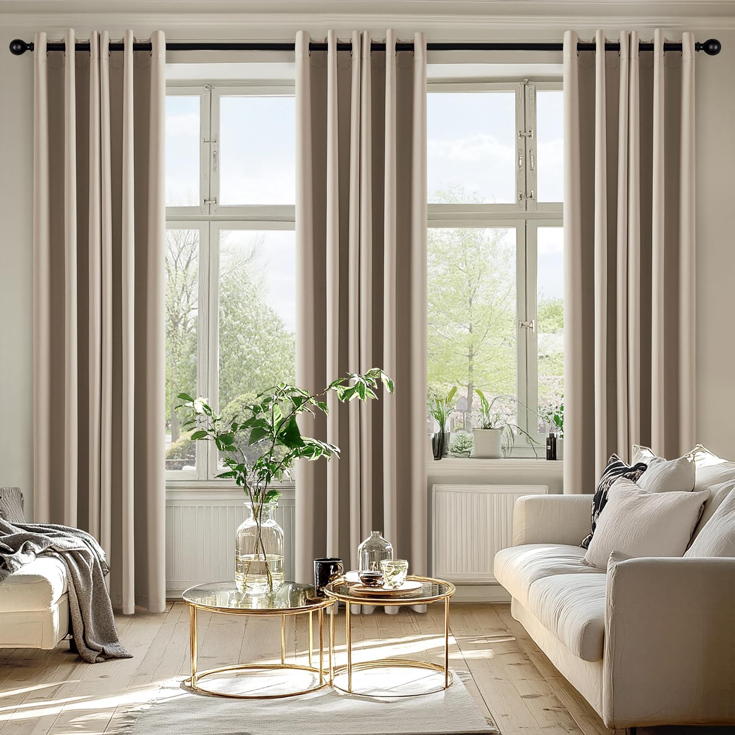 MIULEE Taupe Blackout Curtains - Thermal Insulated Room Darkening Drapes, 72 Inches Long, 2 Panels