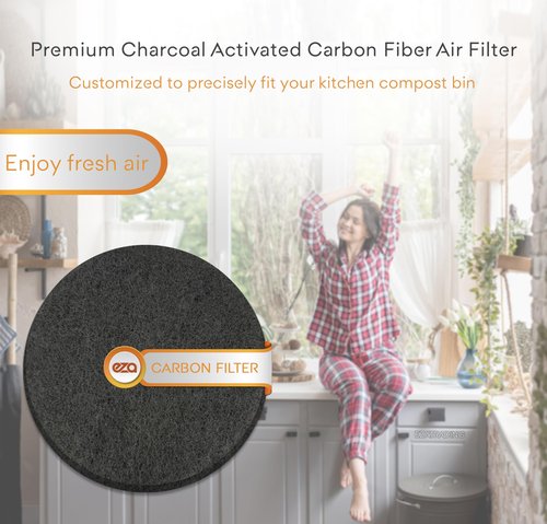 Premium Charcoal Activated Carbon Fiber Replacement Air Filter for Kitchen Compost Bin (10 Pack, Round 5.5")