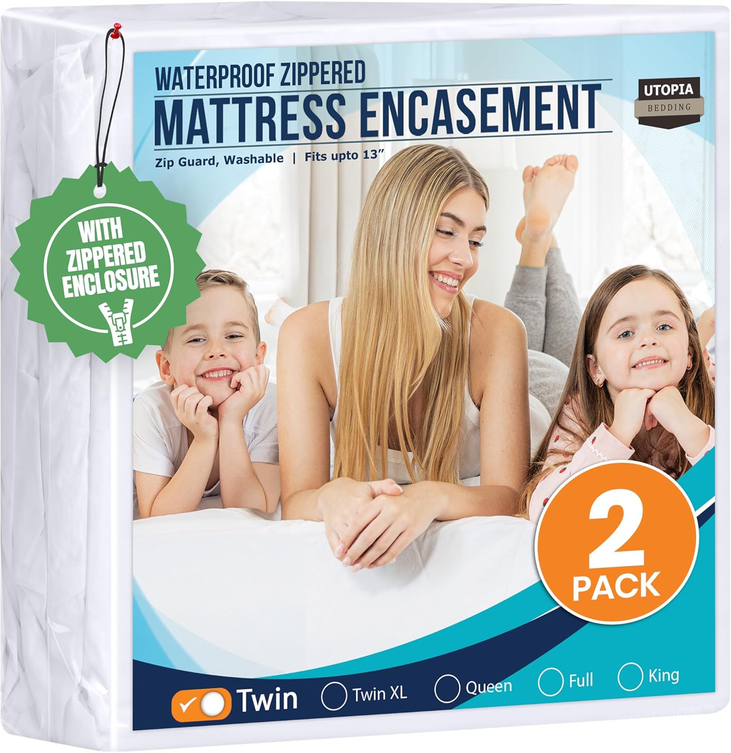 Utopia Bedding Mattress Protector - 100% Waterproof Twin Size Encasement | Pack of 2, Bed Bug & Dust Mite Proof