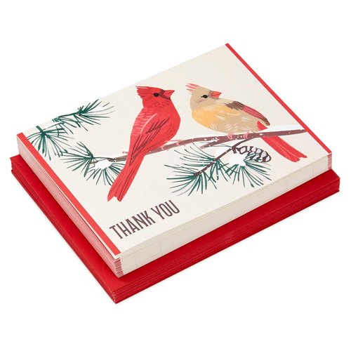 Hallmark Cardinal Thank You Notes (20 Cards with Envelopes) for Christmas, Holidays, Winter