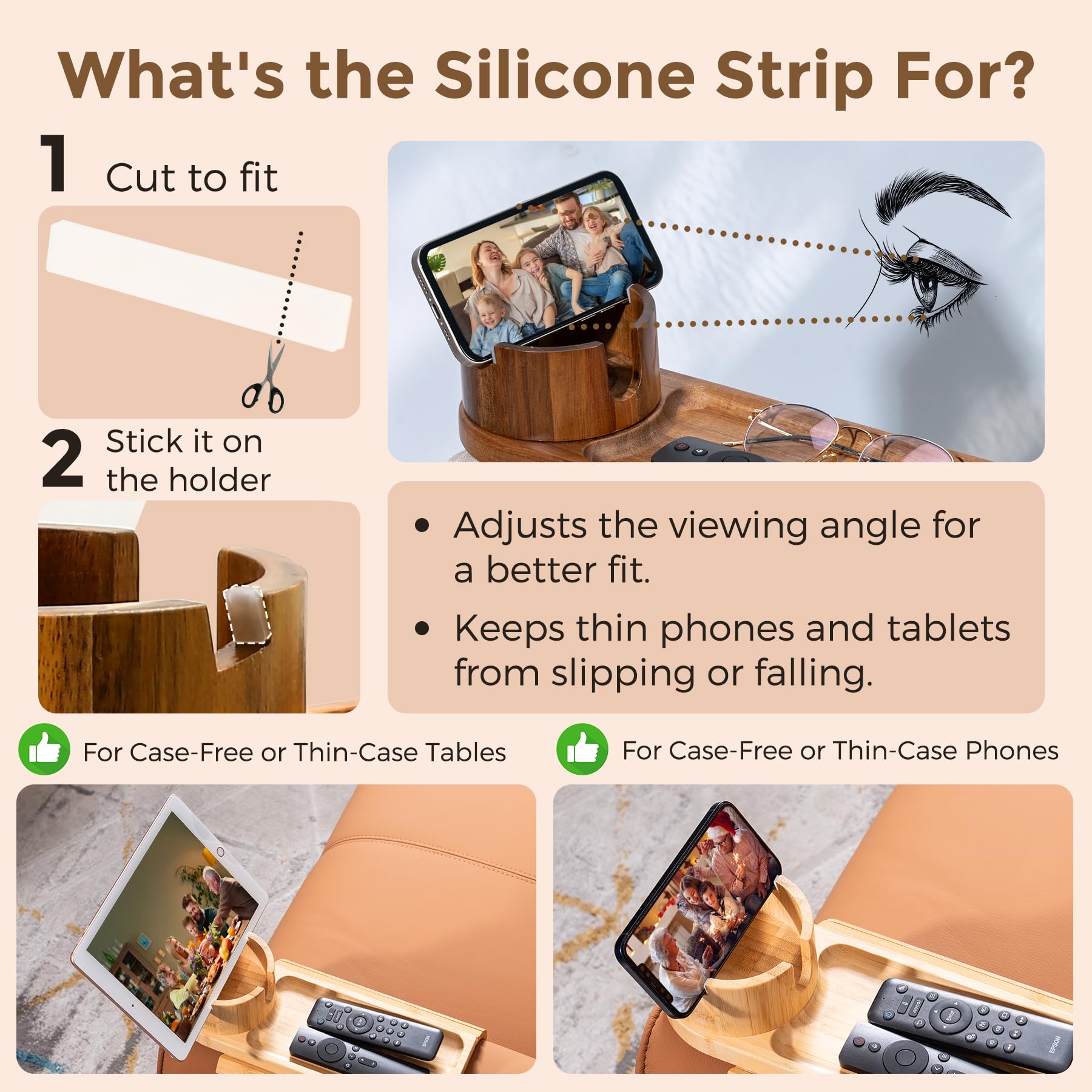 Couch Cup Holder for Armrests Over 4.9" Wide, Acacia Wood Couch Arm Tray with 360° Rotating Cup Holder, 3 in 1 Foldable Sofa Arm Tray Table for Remote, Snacks, Phone, Drinks