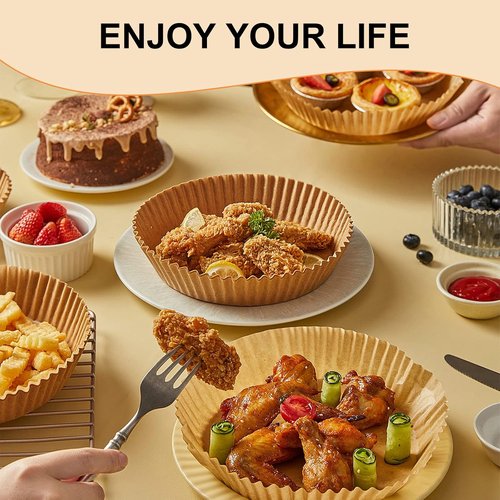 Air Fryer Paper Liners - 125 Pcs Disposable Oilproof Waterproof Parchment for 6.5-Inch Baskets