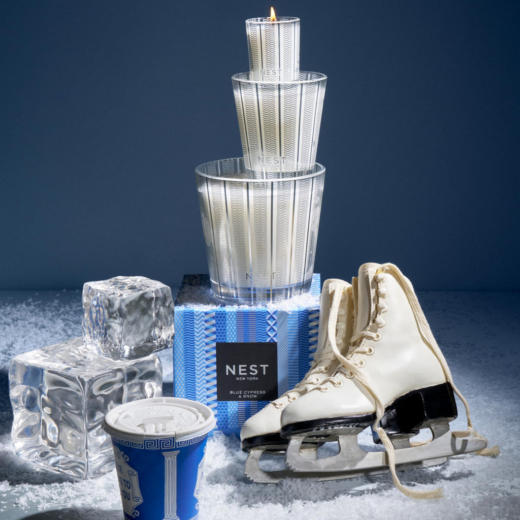 NEST New York Scented Classic Candle, Blue Cypress & Snow - 8.1 oz - Up to 60-Hour Burn Time - Reusable Glass Vessel