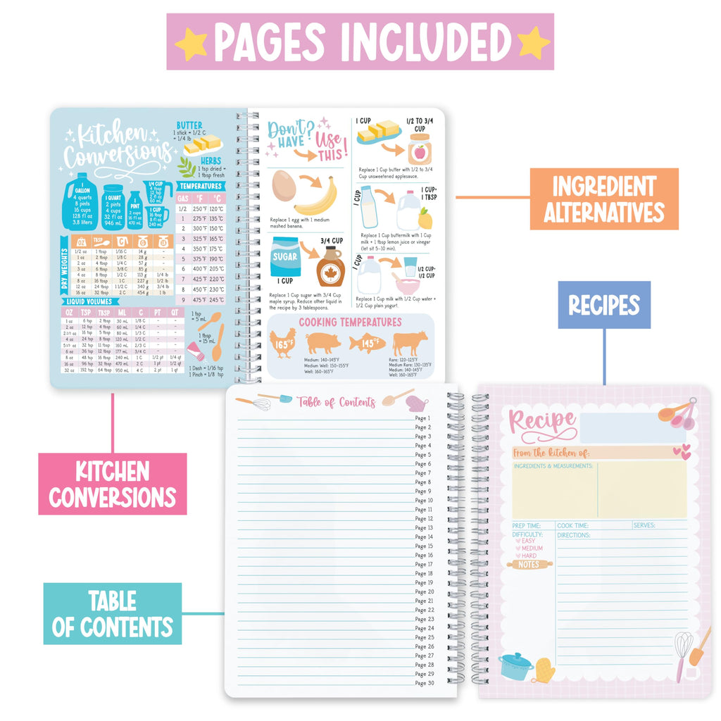 Hadley Designs Blank Recipe Book to Write in Your Own Recipes - Spiral Recipe Notebook, Cookbook Blank Journal, Make your Own Cookbook, Recipes Notebooks to Write in, Graduation Gifts 2026