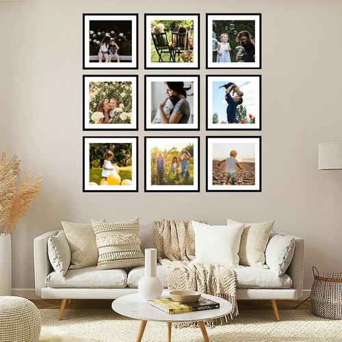 JCJMY 18-Pack 12x12 Picture Frames - Black Gallery Wall Set for 10x10 or 12x12 Photos