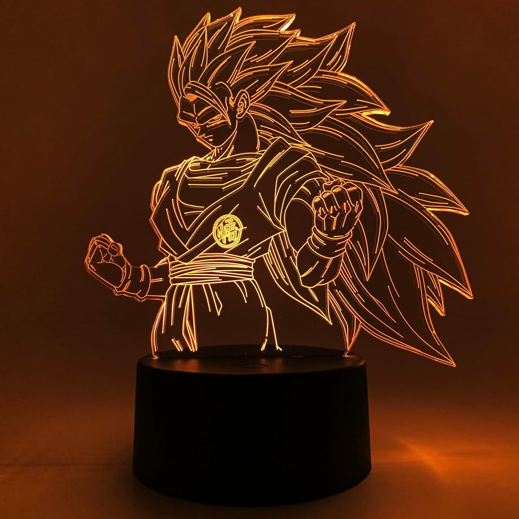 Otaku Lamps Super Saiyan 3 Goku Dragon Ball Super - 16 Color RGB LED Anime Night Light | 3D Room Décor Gift