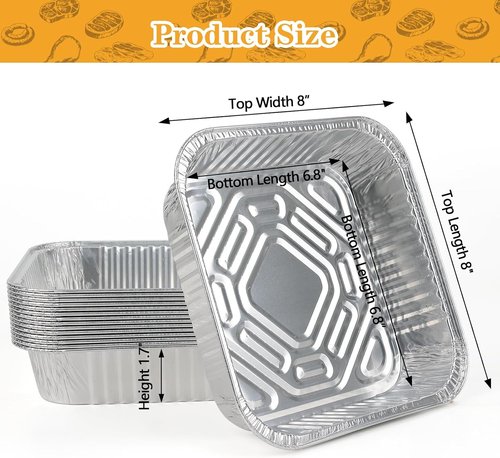 Heavy Duty 8x8 Aluminum Pans with Lids by [Brand Name] - 20 Pack Extra Deep Disposable Baking Trays