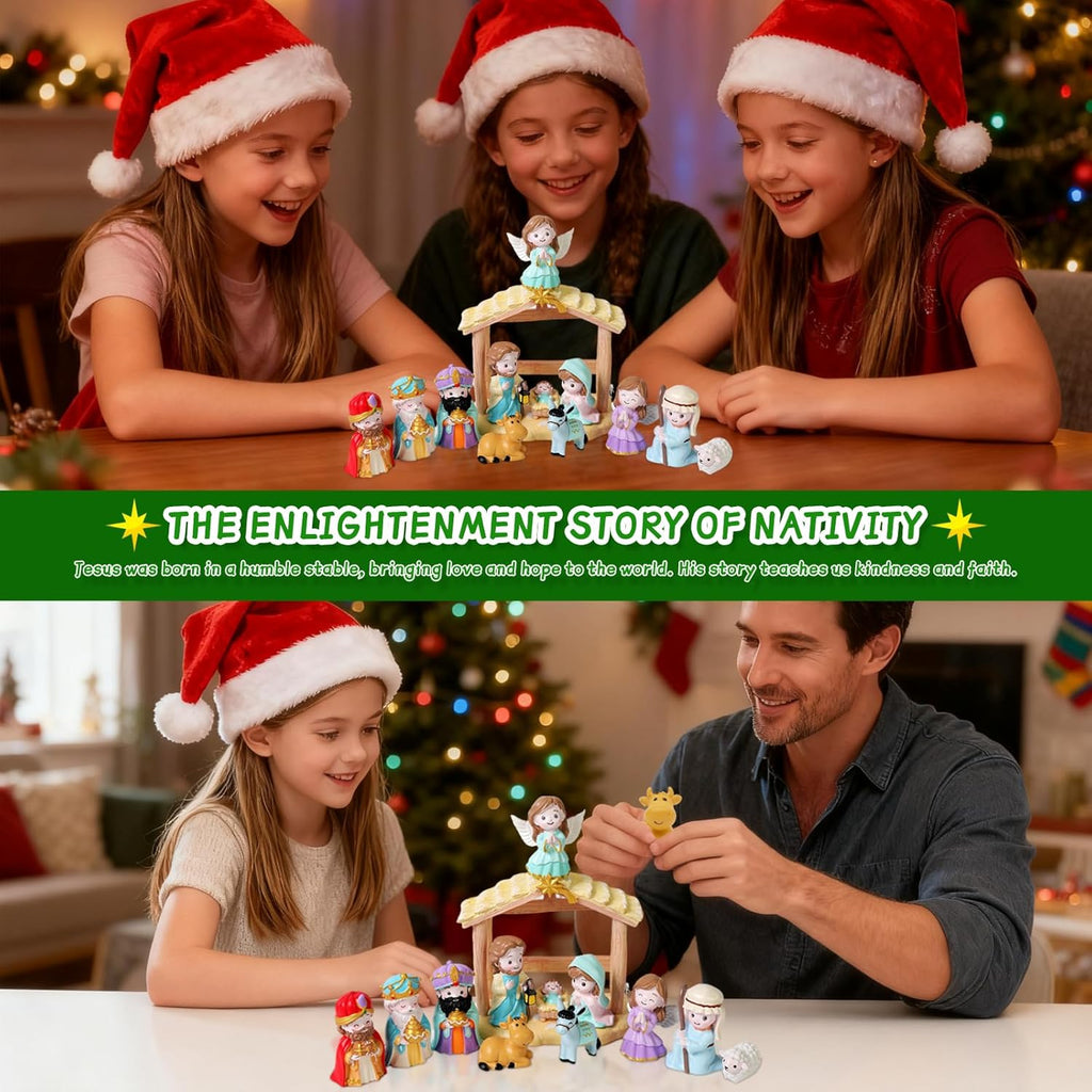 Regine Switzerland 13-Piece Nativity Set - Christian Playset for Kids Ages 3-9 | Perfect Christmas Gift