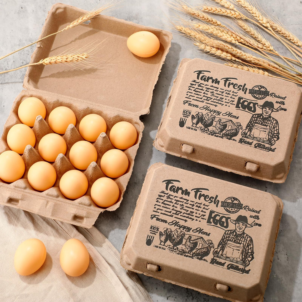 Honeydak 50 Pcs Egg Cartons Bulk 12 Count 3x4 Style Pulp Paper Egg Tray Dozen Reusable Container Holder Storage Box for Supermarkets Fresh Kitchen Vegetable Family Farm Markets