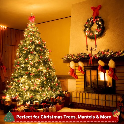 FairyGlim Battery Christmas Lights with Remote, 66ft 200LED Fairy Lights Battery Operated with Timer 8 Modes Waterproof for Outdoor Party Holiday Xmas Christmas Trees Decoration (Warm White)