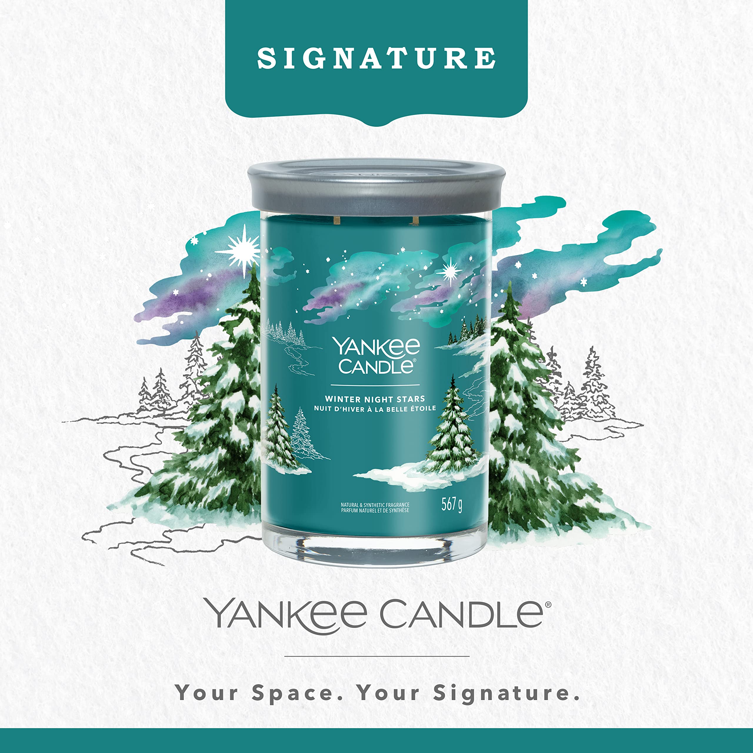 Yankee Candle Winter Night Stars Large Tumbler Candle | Rose, Amber, Musk Scented | Double Wick | for Women