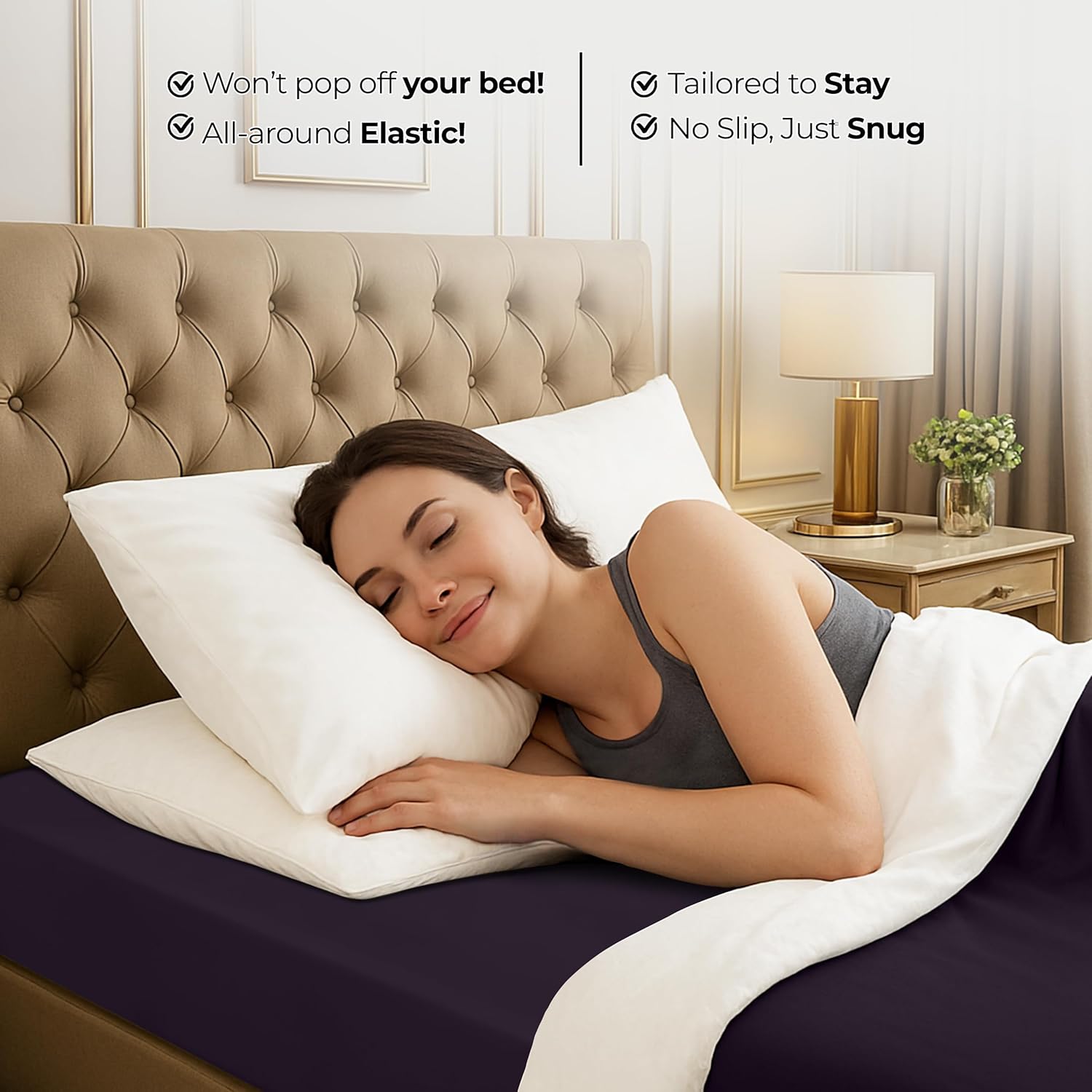 Utopia Bedding Queen Fitted Sheet - Deep Pocket Soft Microfiber - Fade Resistant & Easy Care (Purple)