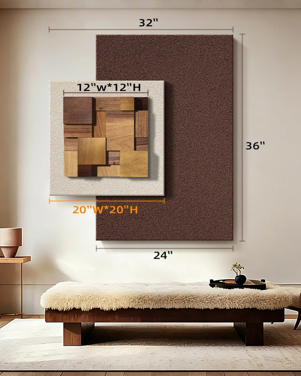 Azartslr 3D Abstract Textured Wall Art - Modern Brown Beige Sandstone Decor for Living Room & Bedroom